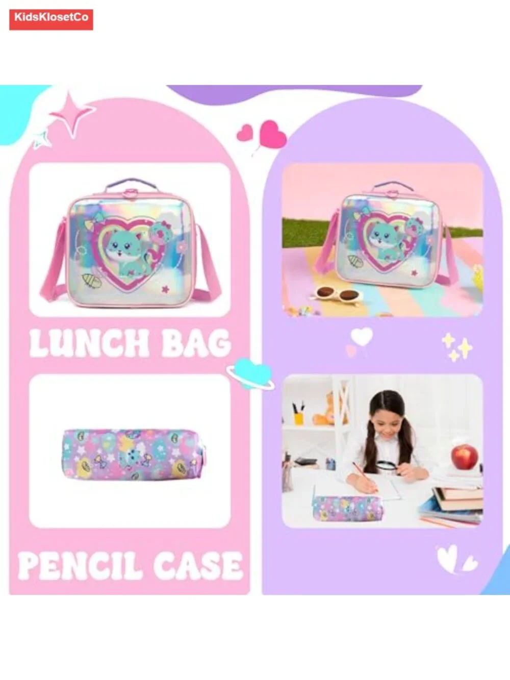 Kids Rolling Backpack with Lunch Box, Wheeled Backpack for School, Polyester